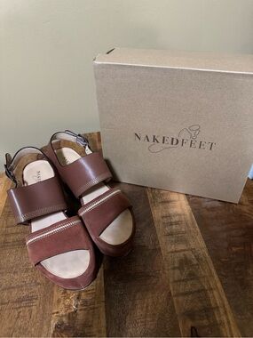 Naked Feet Brown Two-Strap Platform Sandals